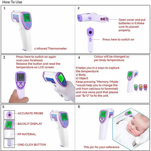 MCP YI-400 Infrared Forehead Thermometer Gun 3 Color Indicator
