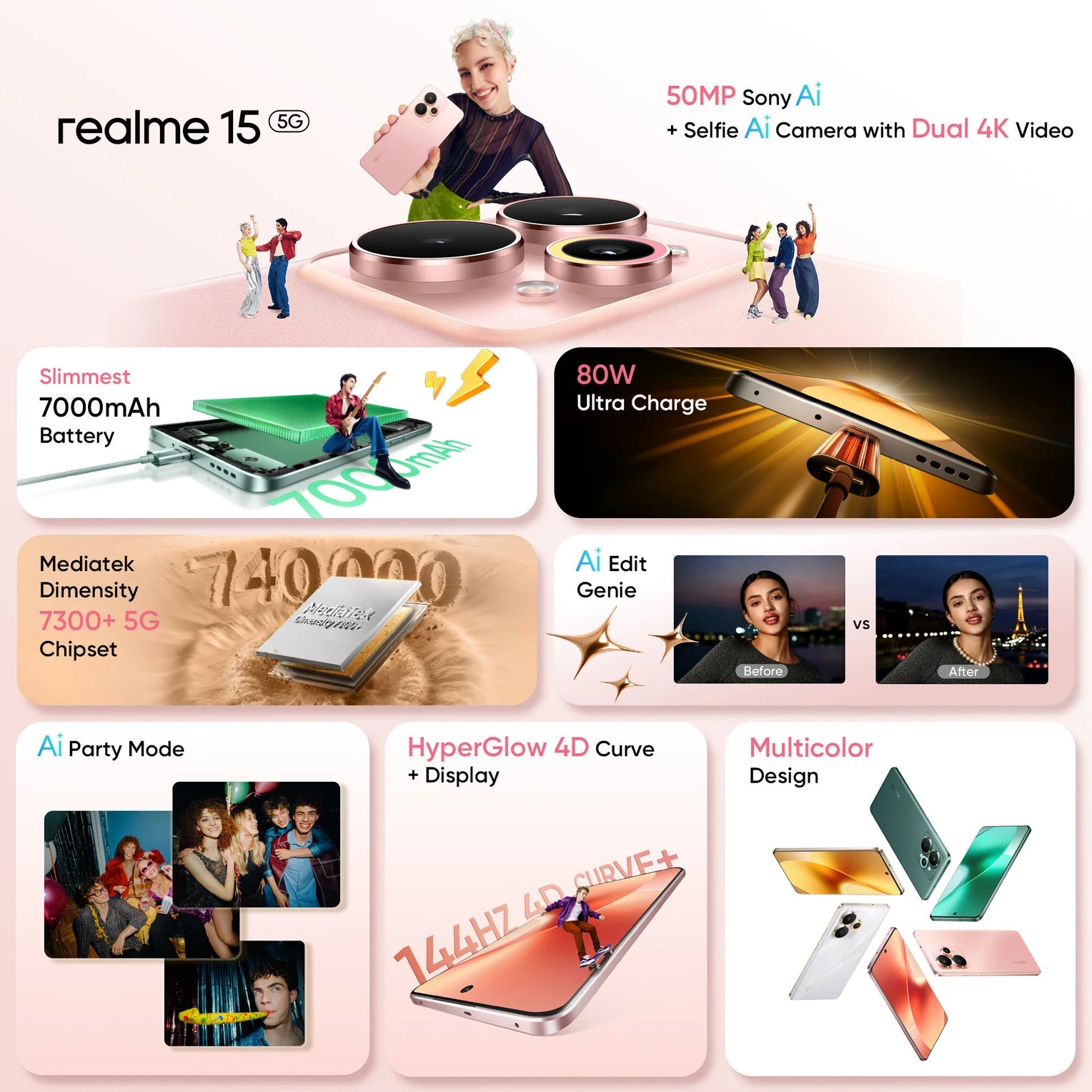 realme 15 5G (Flowing Silver, 256 GB) (8 GB RAM)